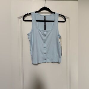 Vuori NWT Pose Cardigan Tank Light Mist Ribbed Button Front Athleisure Top S